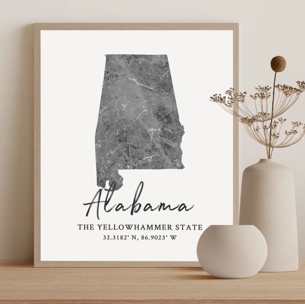 Alabama State Map Silhouette print
