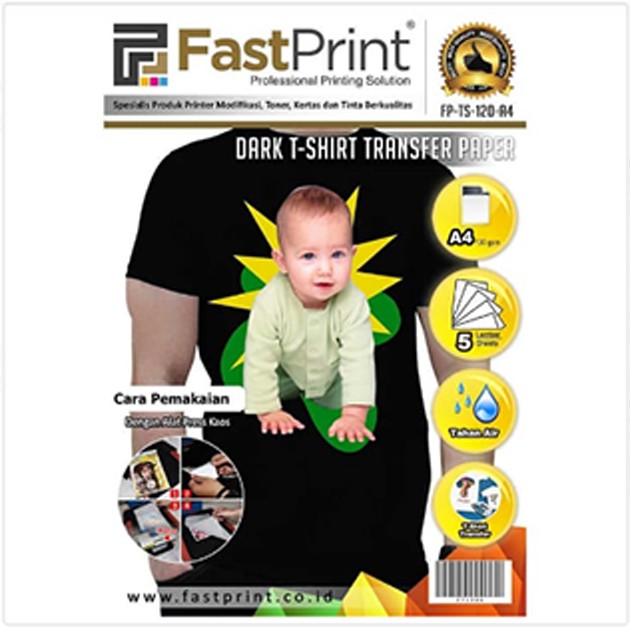 Kertas T-Shirt Transfer Paper Fast Print Kaos Gelap Ukuran A4