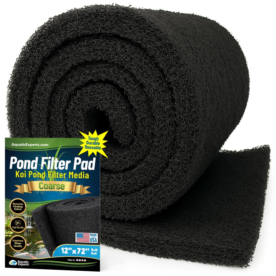 Aquarium Filter Floss for Fish Tank Filters - FilterFirst Pad - Media Roll for Crystal Clear Water Aquatic Experts 3/4" - 1" 12" x 72" 