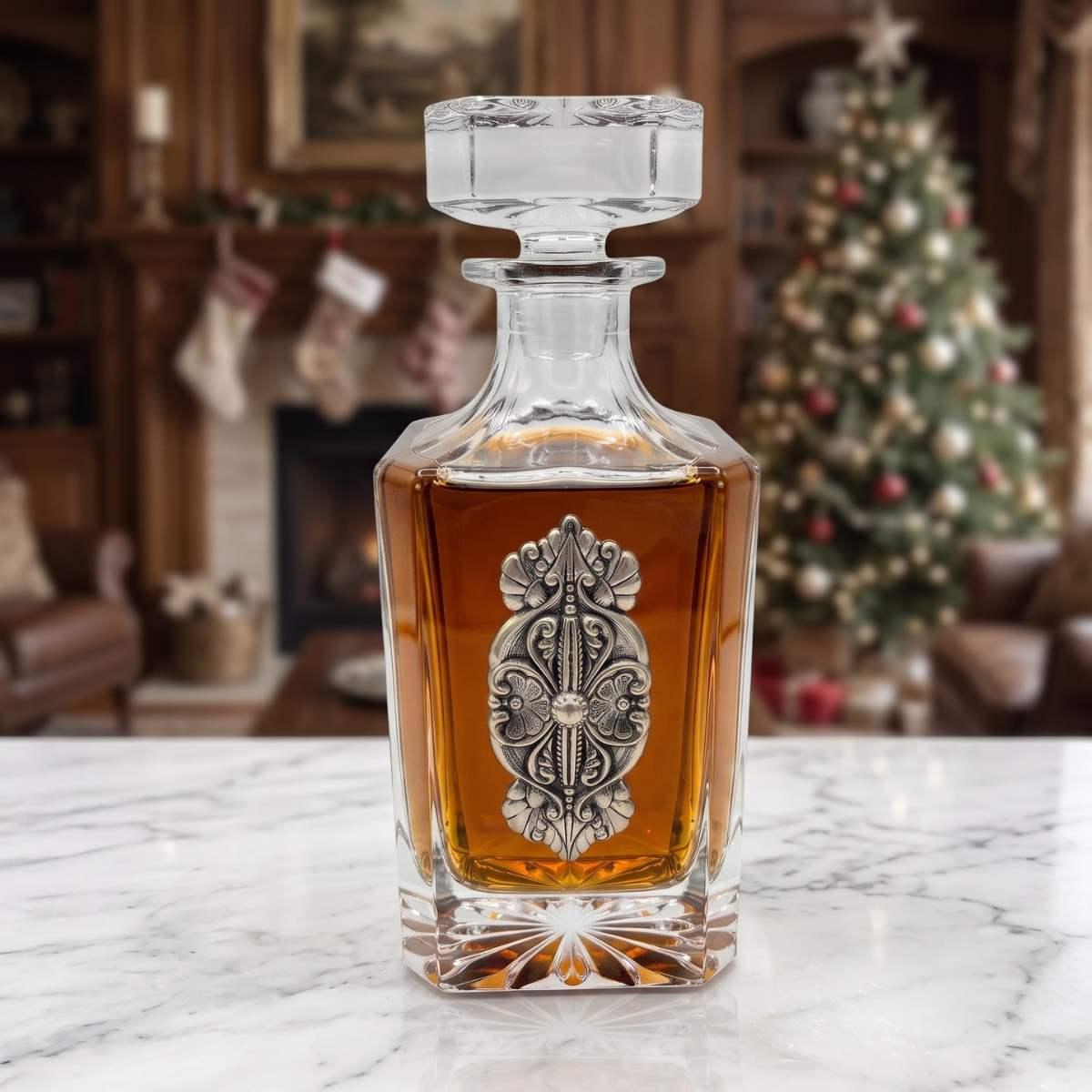 Silver Scottish Thistle Decanter Set Christmas Gift