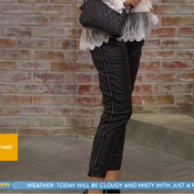 Stud Crinkle Faux Leather Jegging in Black