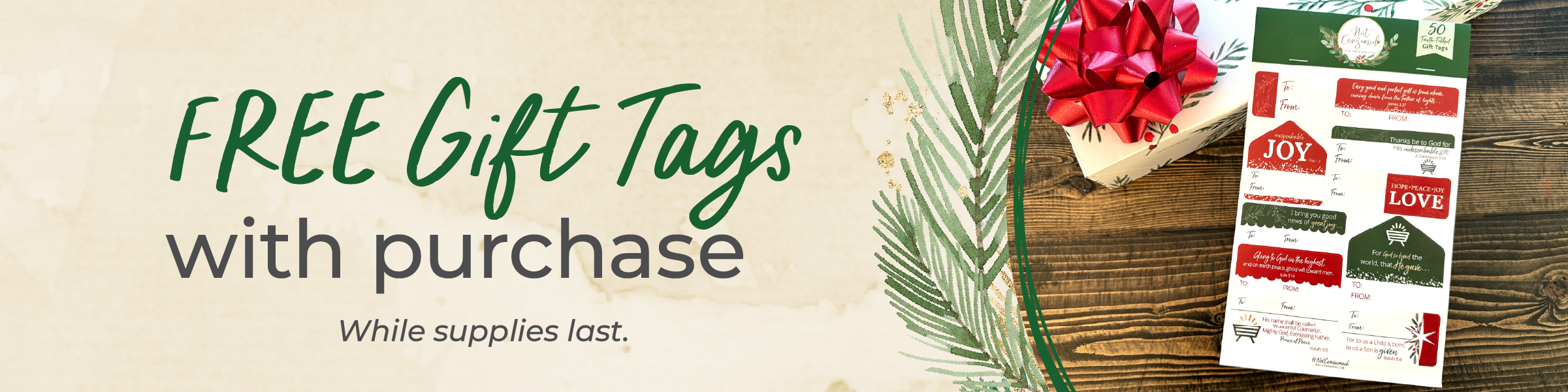 Free gift tags with purchase