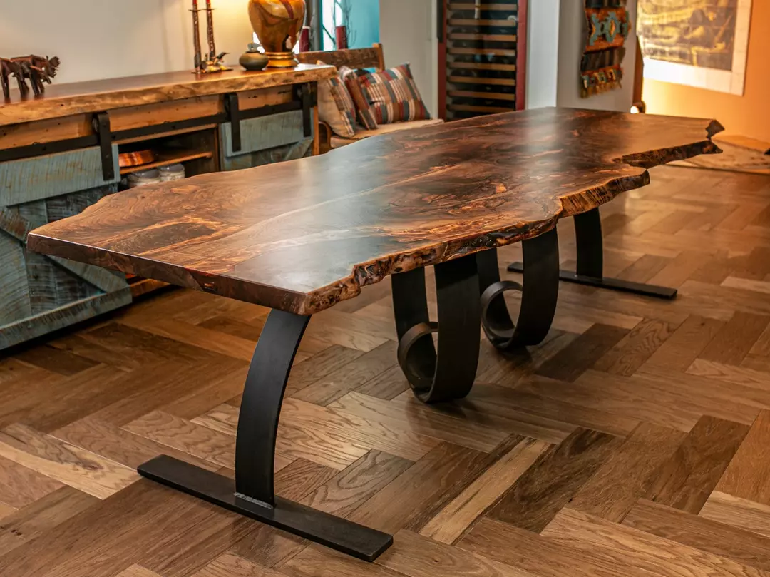 Live Edge Walnut Table with custom curved base