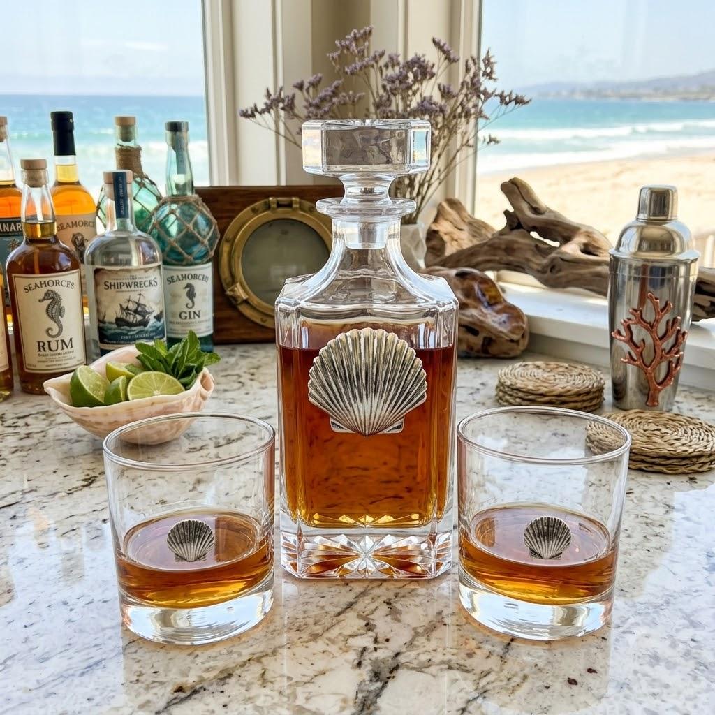 seashell decanter set gift for beach lover