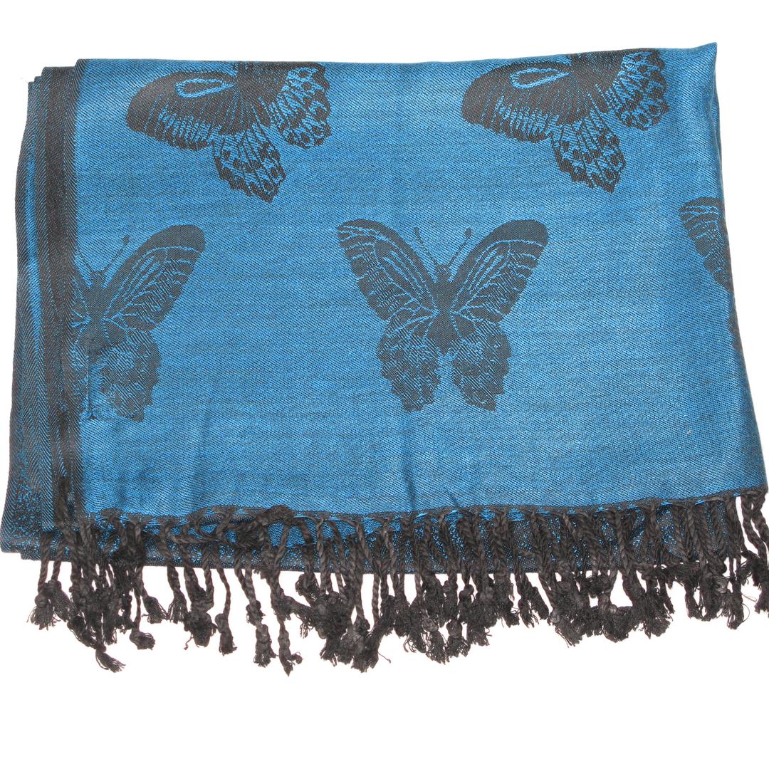 Tasha Butterfly Floral Print Scarf in Blue