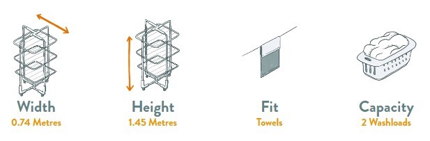 Hills 3 Tier Mobile Tower Clothes Airer Specifications