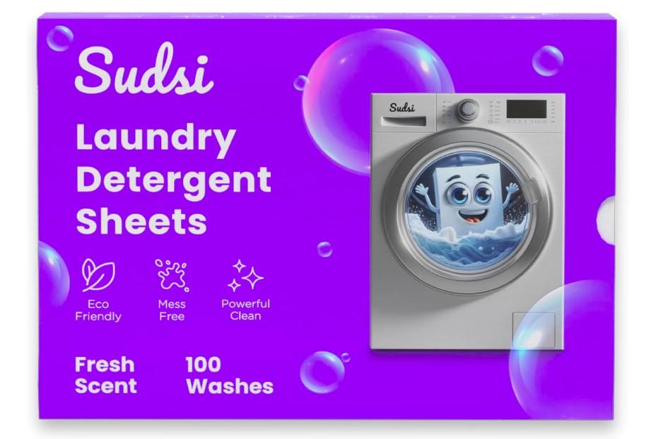 Non-Toxic Laundry Detergents Sudsi Laundry Detergent Sheets: 100 Washes