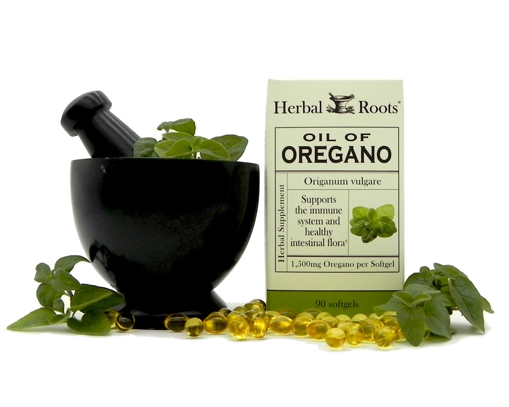 Oil of Oregano box with mortar and pestle