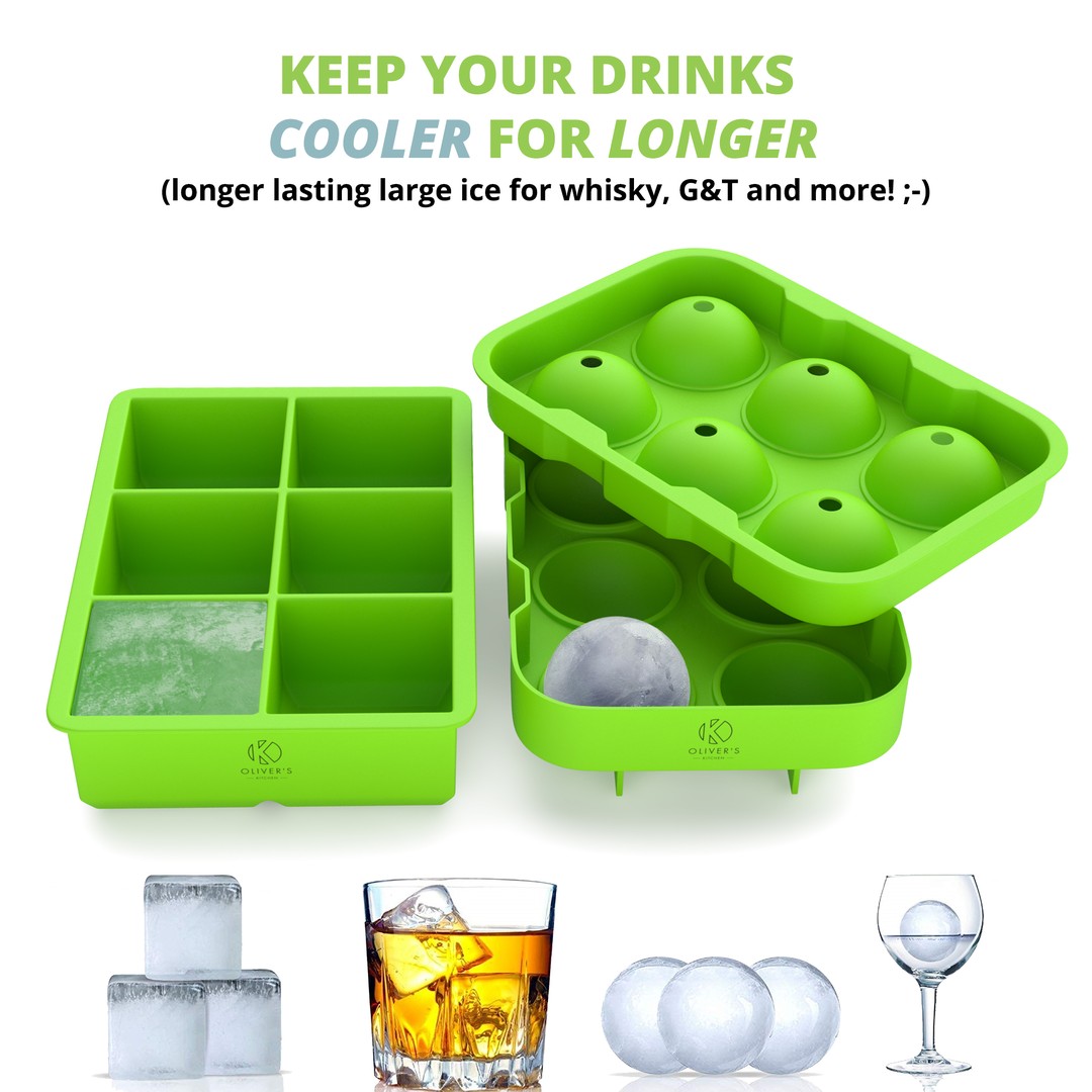 Large Sphere Ice Cube Tray Ice Mold for Cocktail and Scotch- Ice Ball Maker  - green