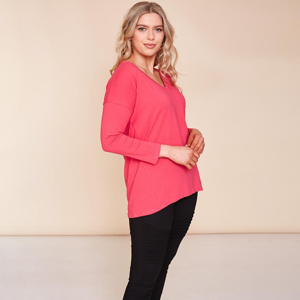 Riley V Neck Top (Pink)