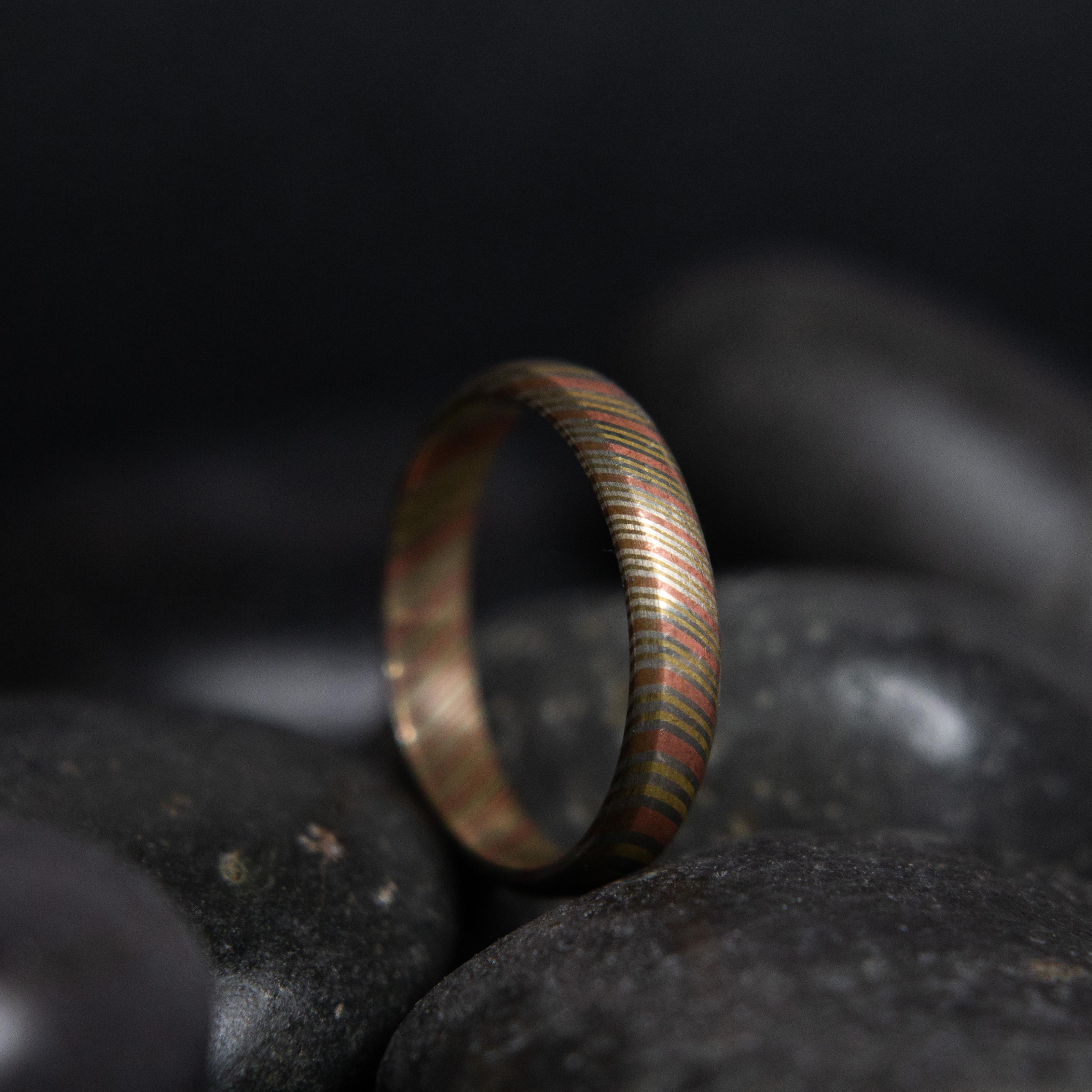 Mokume Gane mens wedding ring.