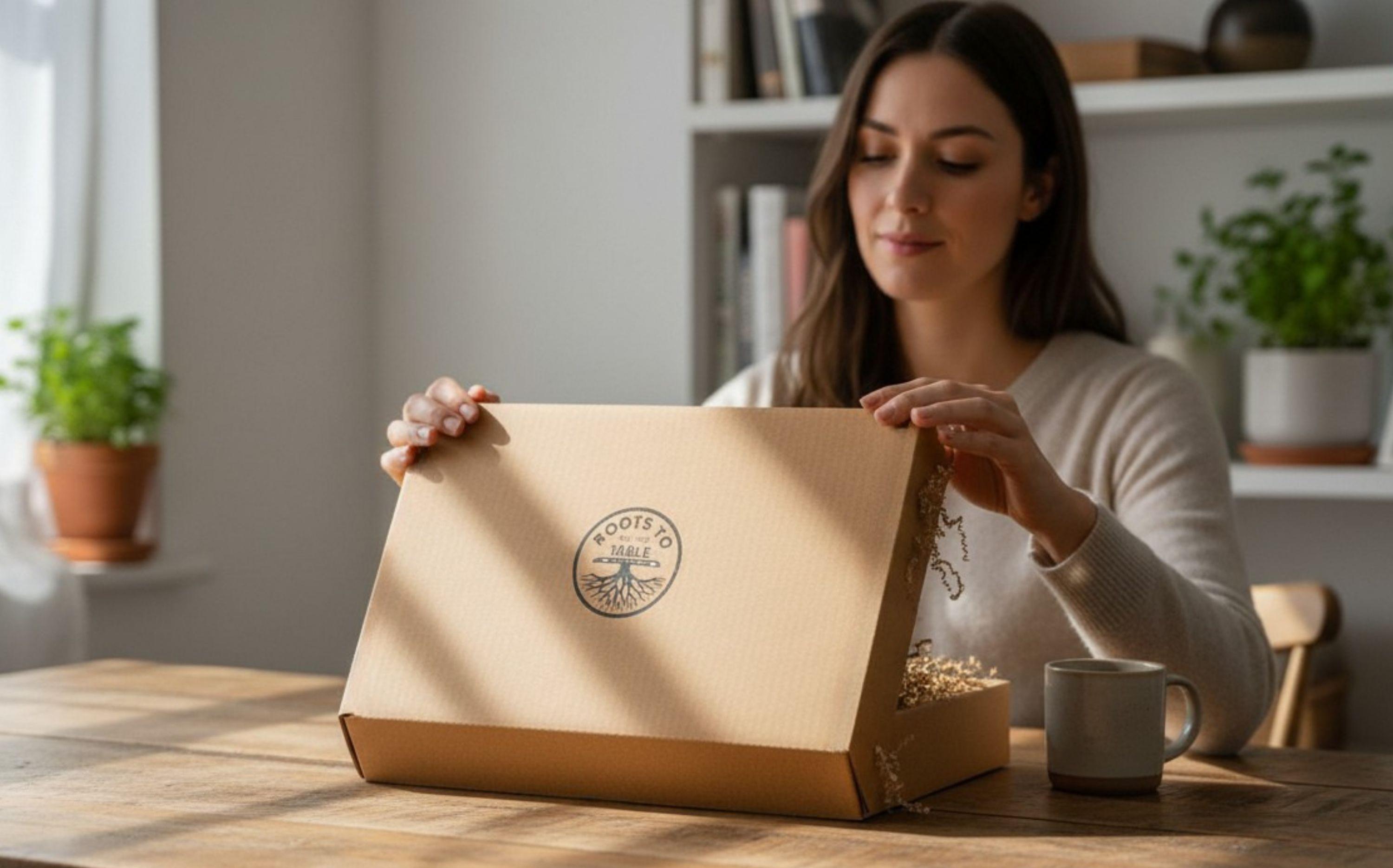 Roots To Table cutting board gift packaging.