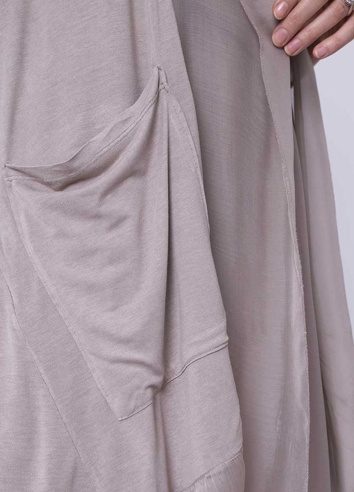 Long Button Sleeve Silk Cardi