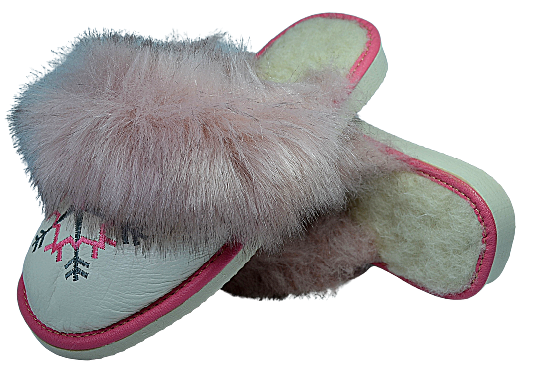 Skylar - Women sheepskin wool leather slippers - Reindeer Leather