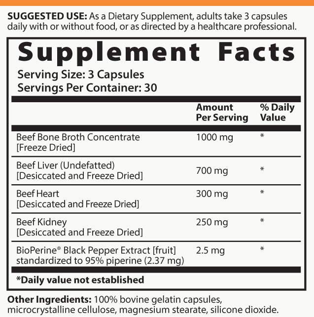 Organ Therapy™ Supplement - Grass Fed Beef Liver Supplement + Bone ...