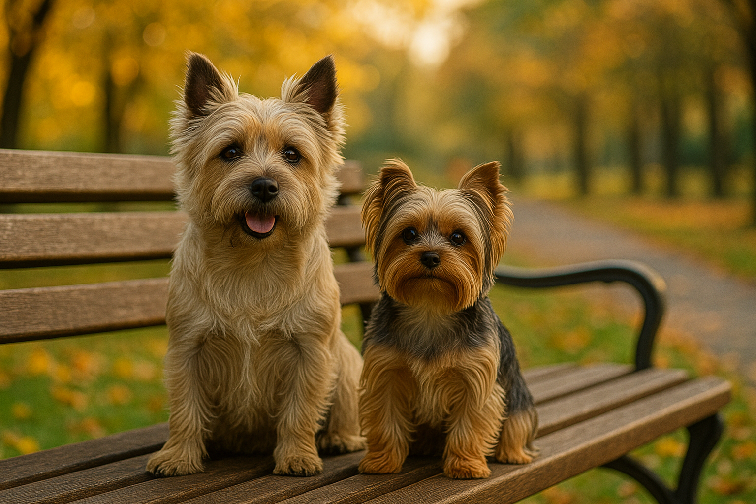 Cairn Terrier and Yorkshire Terrier