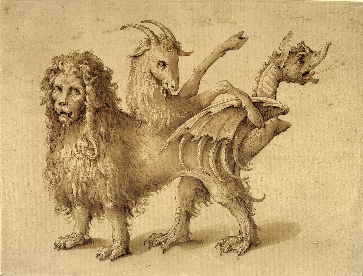 An artwork by Jacopo Ligozzi of a chimera to represent the hybrid chronotype schedule.