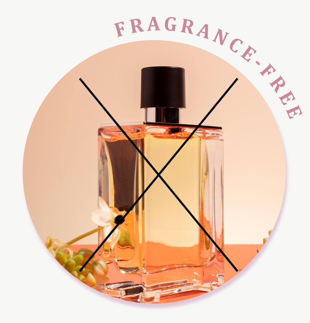 image showing cross sign over perfume