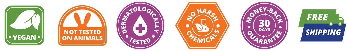 VEGAN | Not tested on animals | no harmful chemicals | non-toxic | 30 days money-back guarantee | free shipping