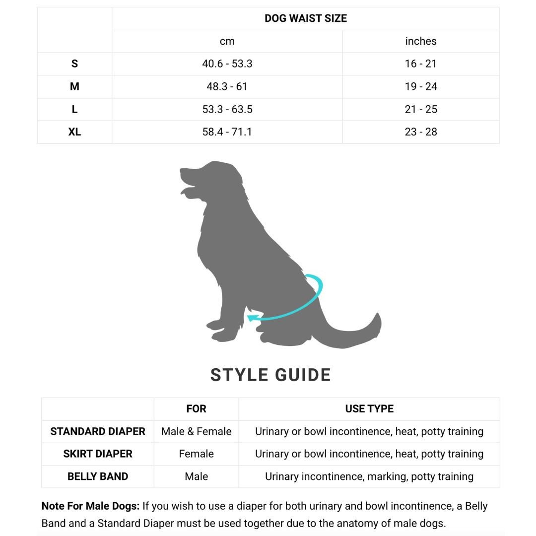 Dog diaper measurement guide