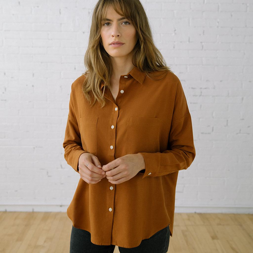 Box Top Long Sleeve Clay