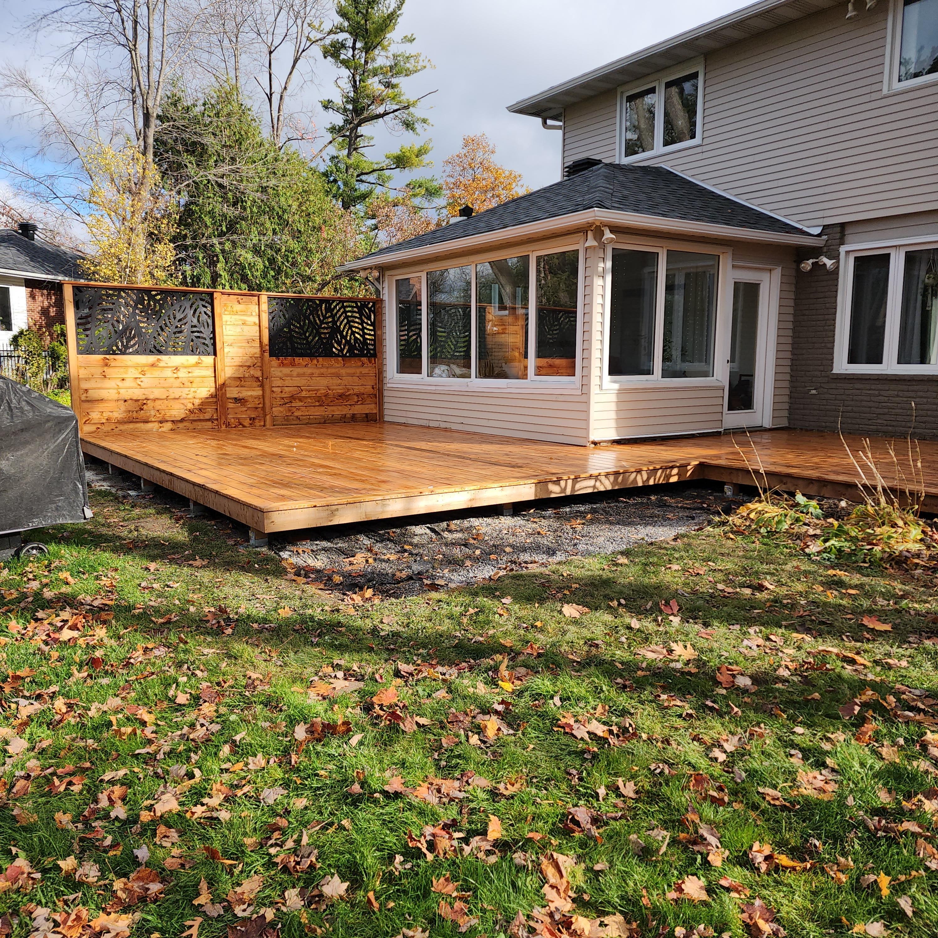 Low level deck on a sunny day with glossy finish