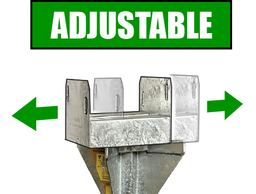diagram showing lateral adjustability of deck foot anchor saddle