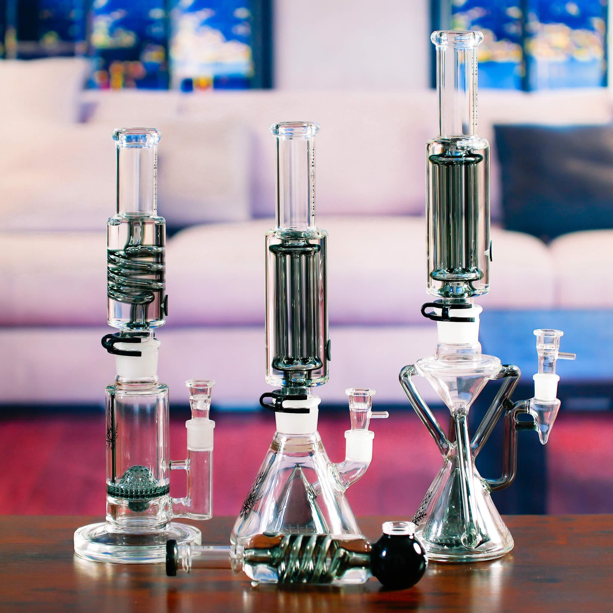 glass pieces on table