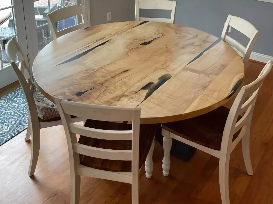 Round Table with Black Epoxy