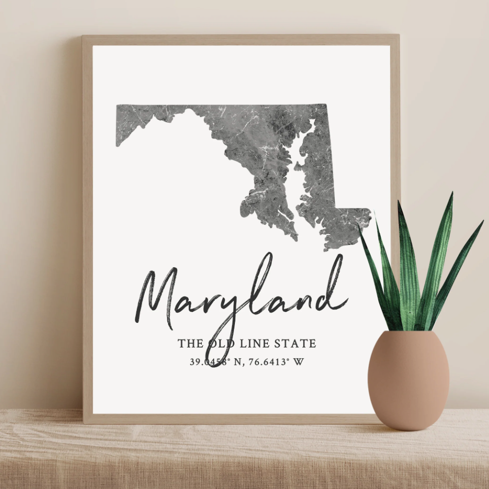Maryland State Map Silhouette print