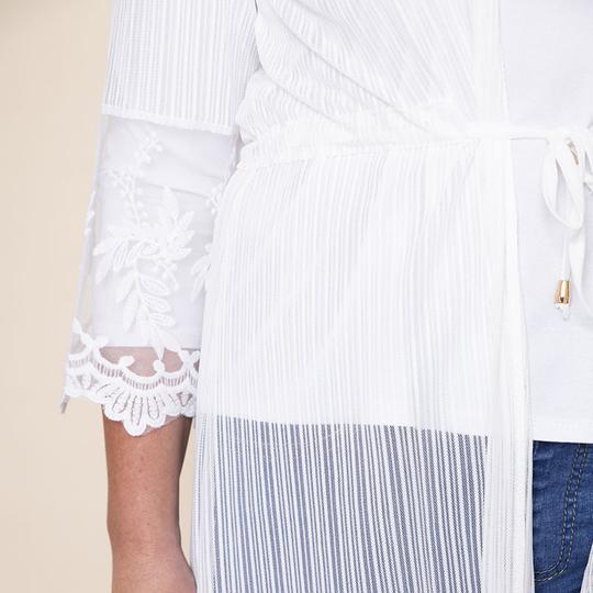 Embroidered Long Lace Cardi in White