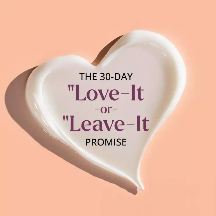 The 30-Day “Love-It-or-Leave-It” Promise over a heart shaped Blavana swatch