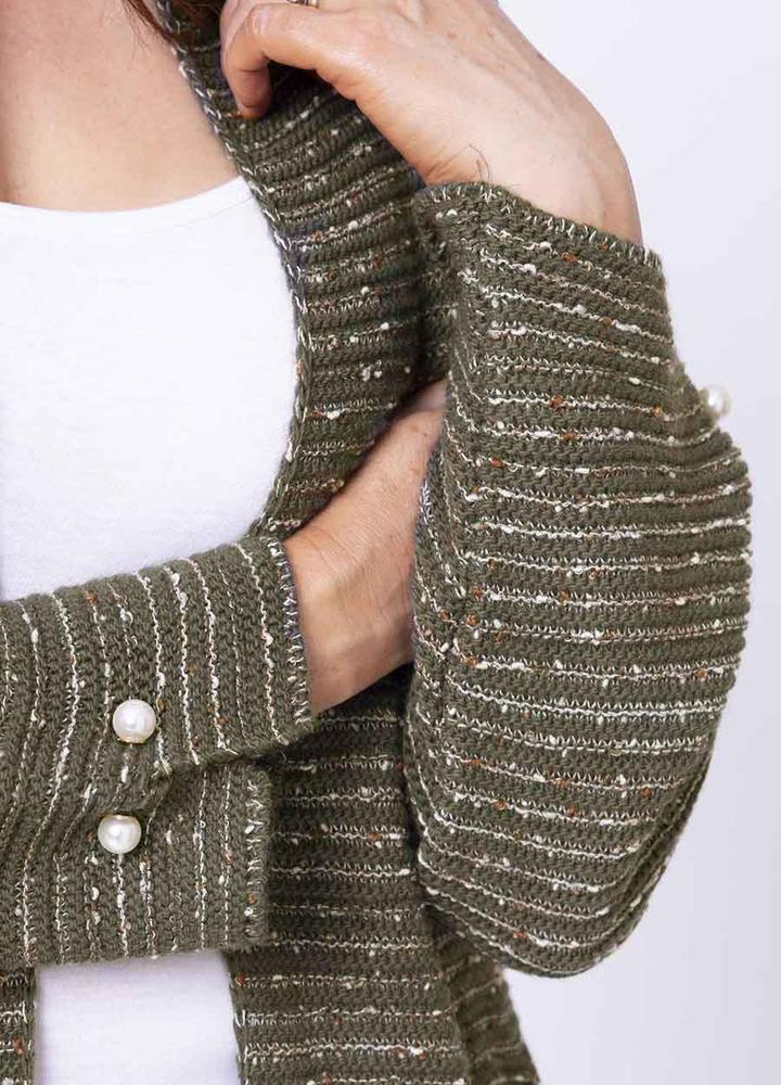 Fleck Pearl Button Cuff Cardi