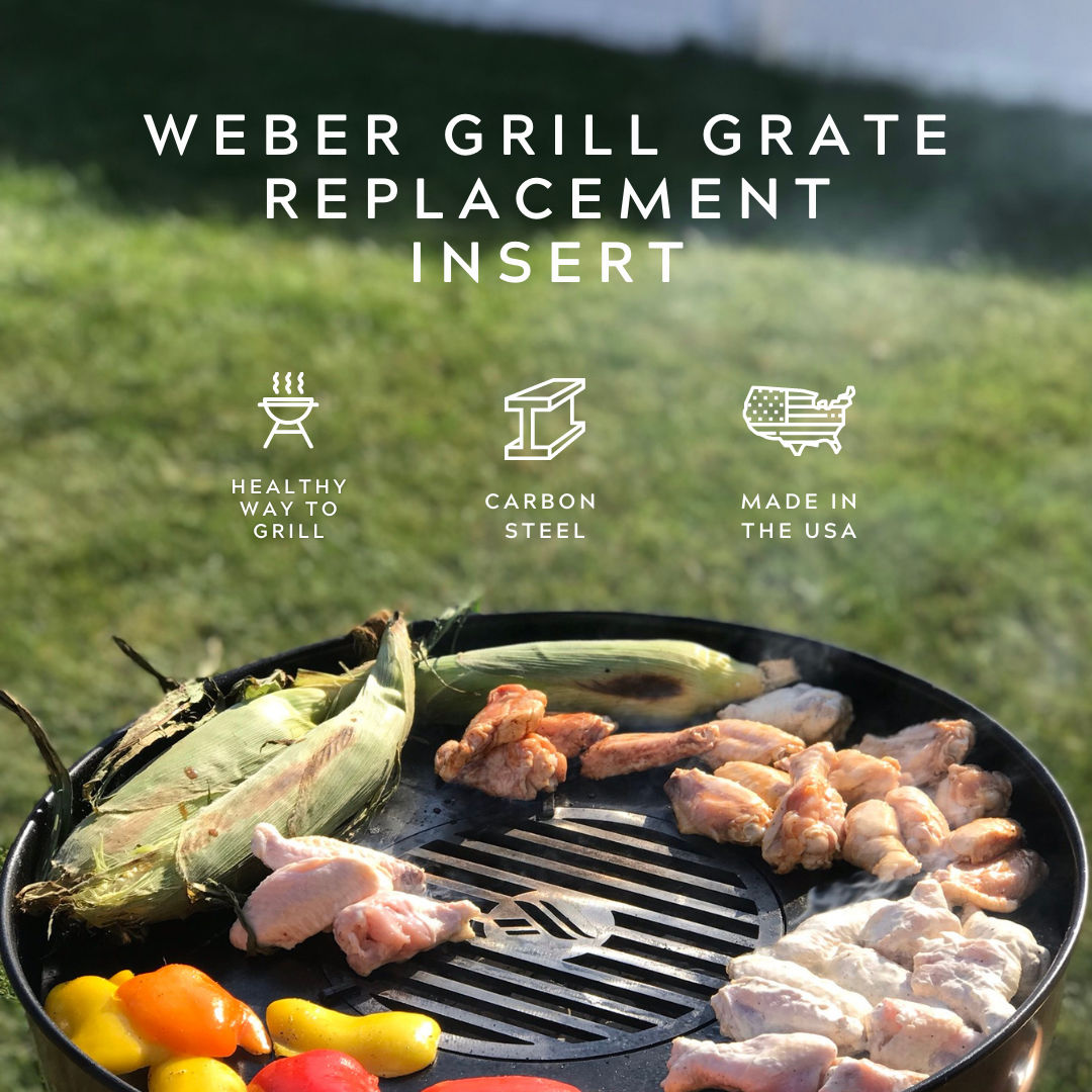 Close-up view of Arteflame's high-quality Weber griddle insert, highlighting its sturdy construction and unique design.