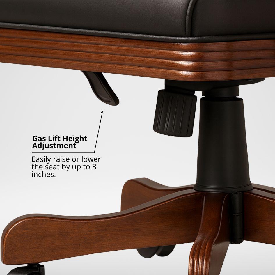 Gas lift adjustment, to easily raise or lower the seat by up to 3 inches