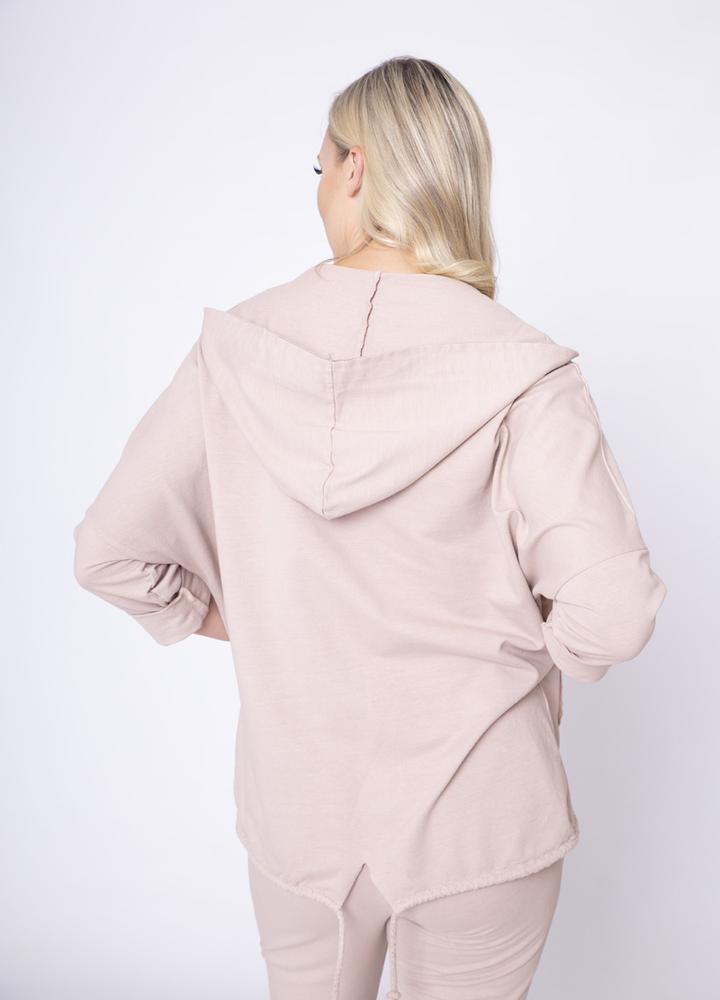 Hoody Side Pockets Zip Jacket Pink
