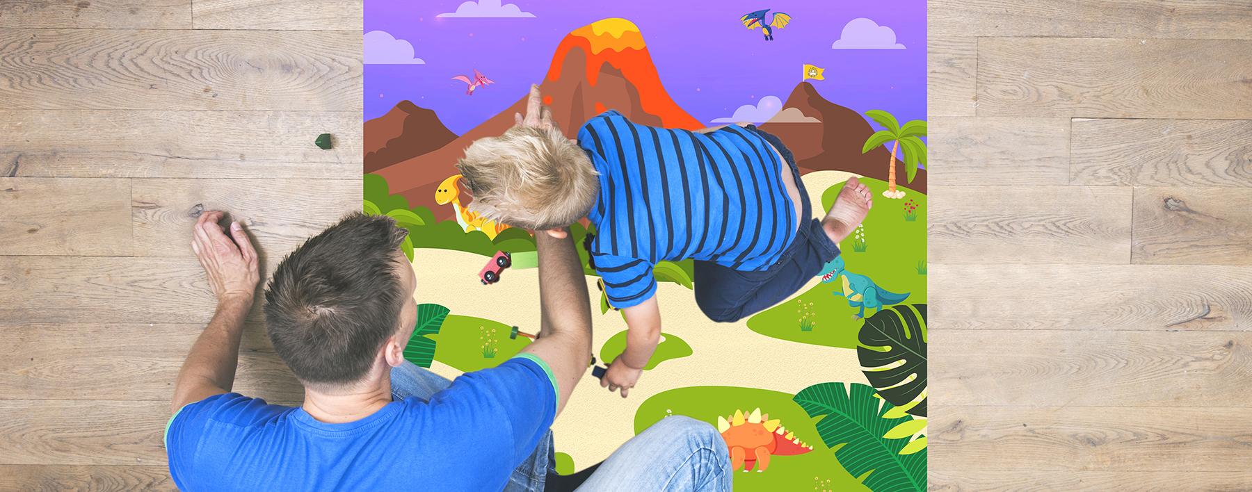 Volcano Island Playmat With Parent And Child Playing