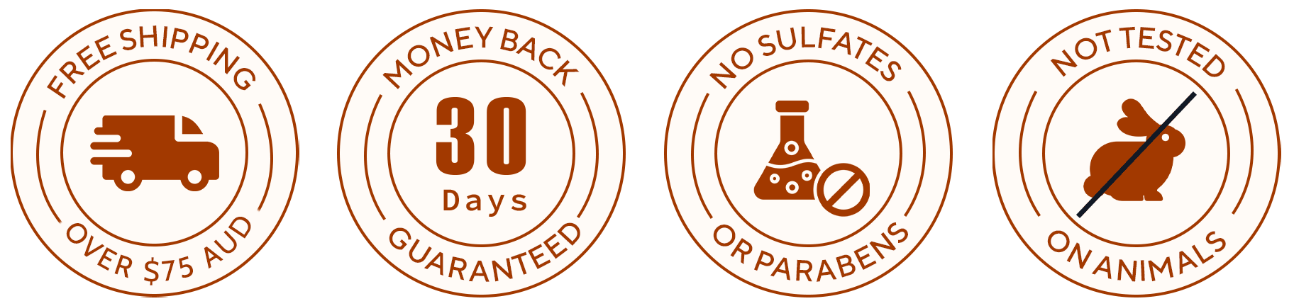 Free shippin gover 75 AUD, Money back guarantee, No additives, Not tested on animals