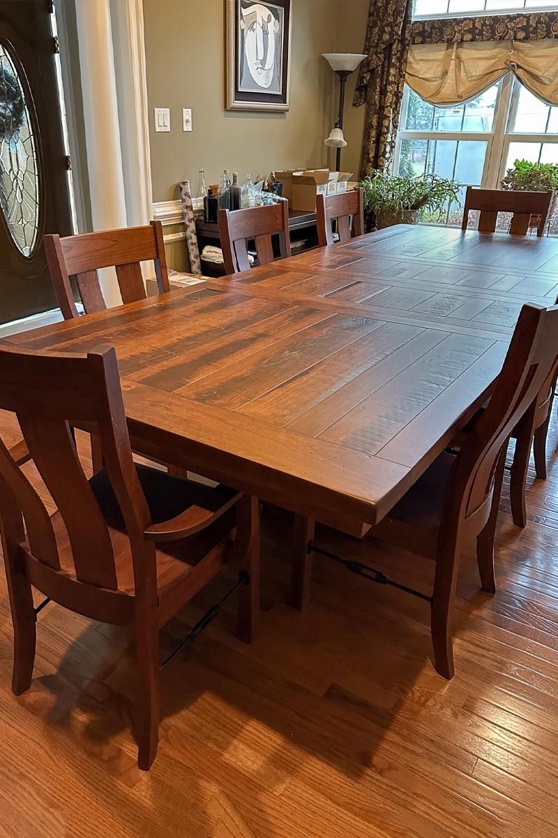 Holbrooke cherry wood farmhouse dining table