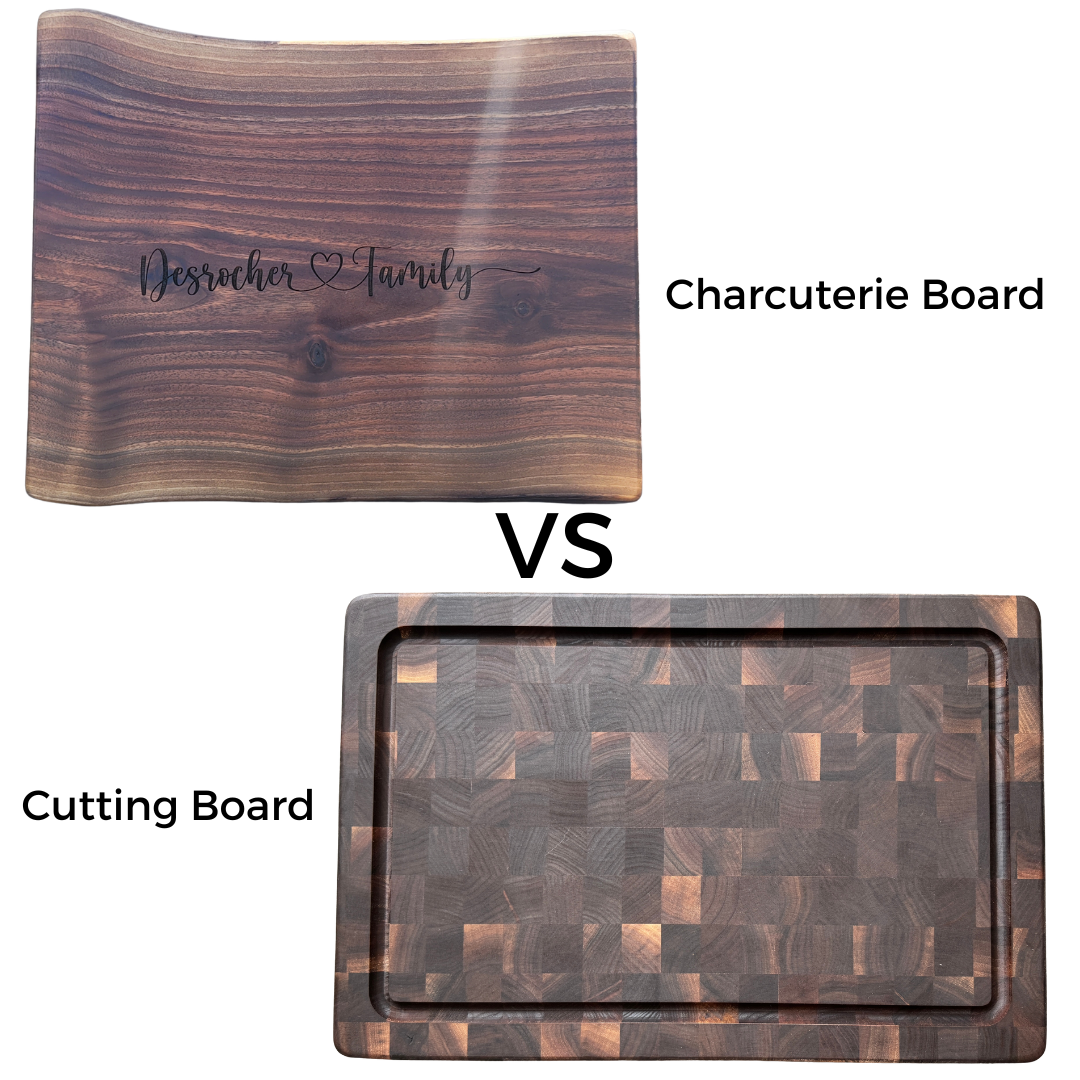 Charcuterie board made of walnut vs an end grain cutting board