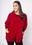 Round Neck 3/4 Sleeve Coat/Cardi in Red