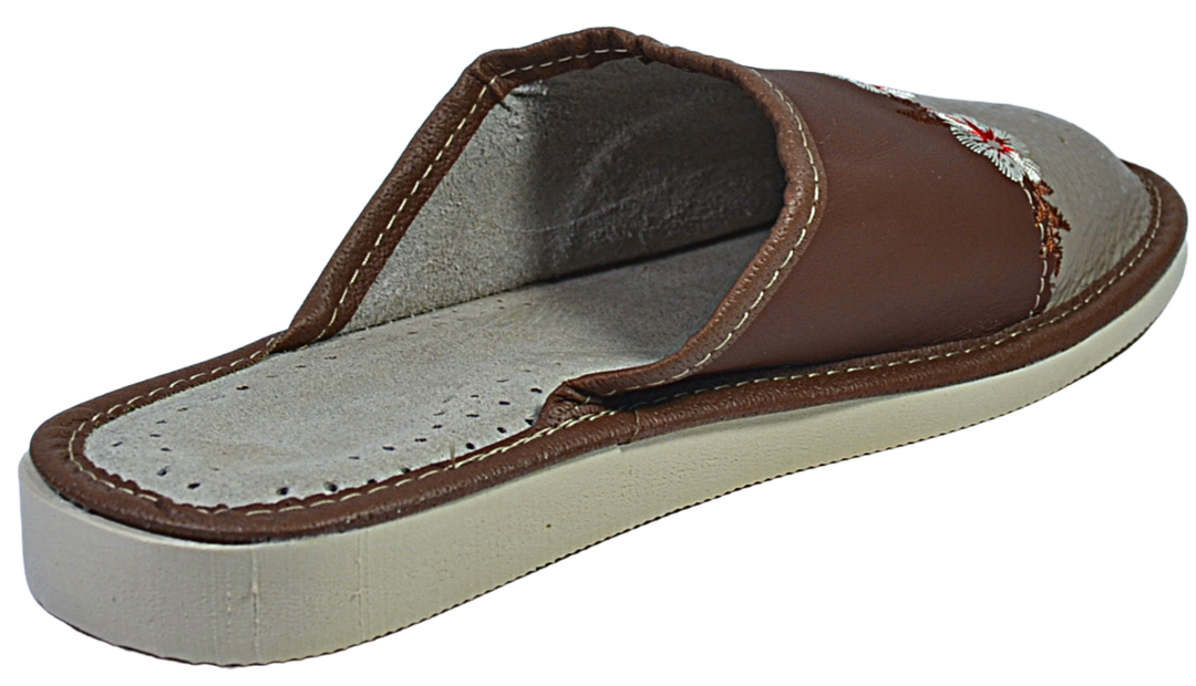 Lyra - Women open back leather slippers - Reindeer Leather