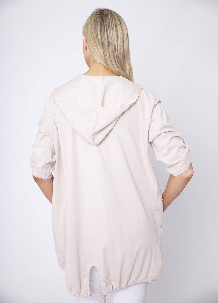 Hoody Sequin Pocket Linen Jacket