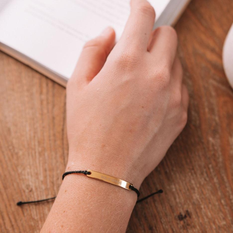 GOD IS WITH ME Braided Bar Bracelet Faithlets