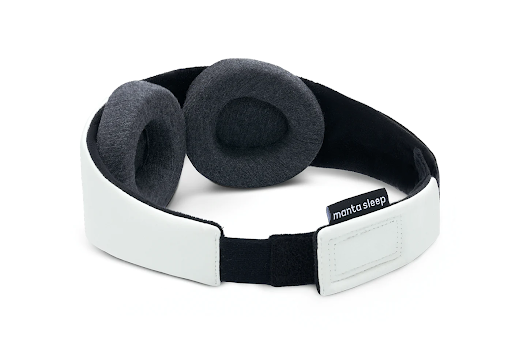 Rear view of a white sleep mask with convex eye cups.