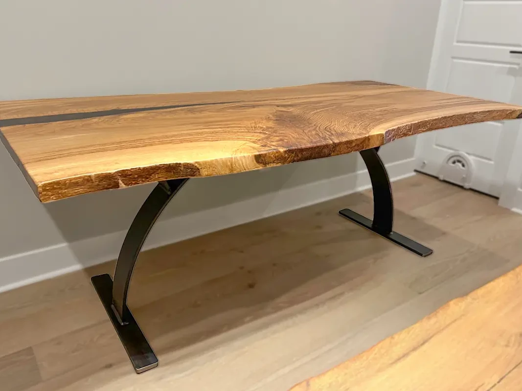 Live Edge Oak Table with Architectural Base