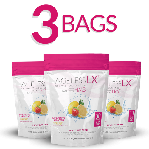 3 Bags AgelessLX Strawberry Lemonade