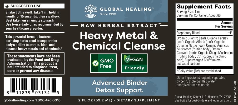 Chemical And Toxic Metal Cleanse Bottle Label From Global Healing