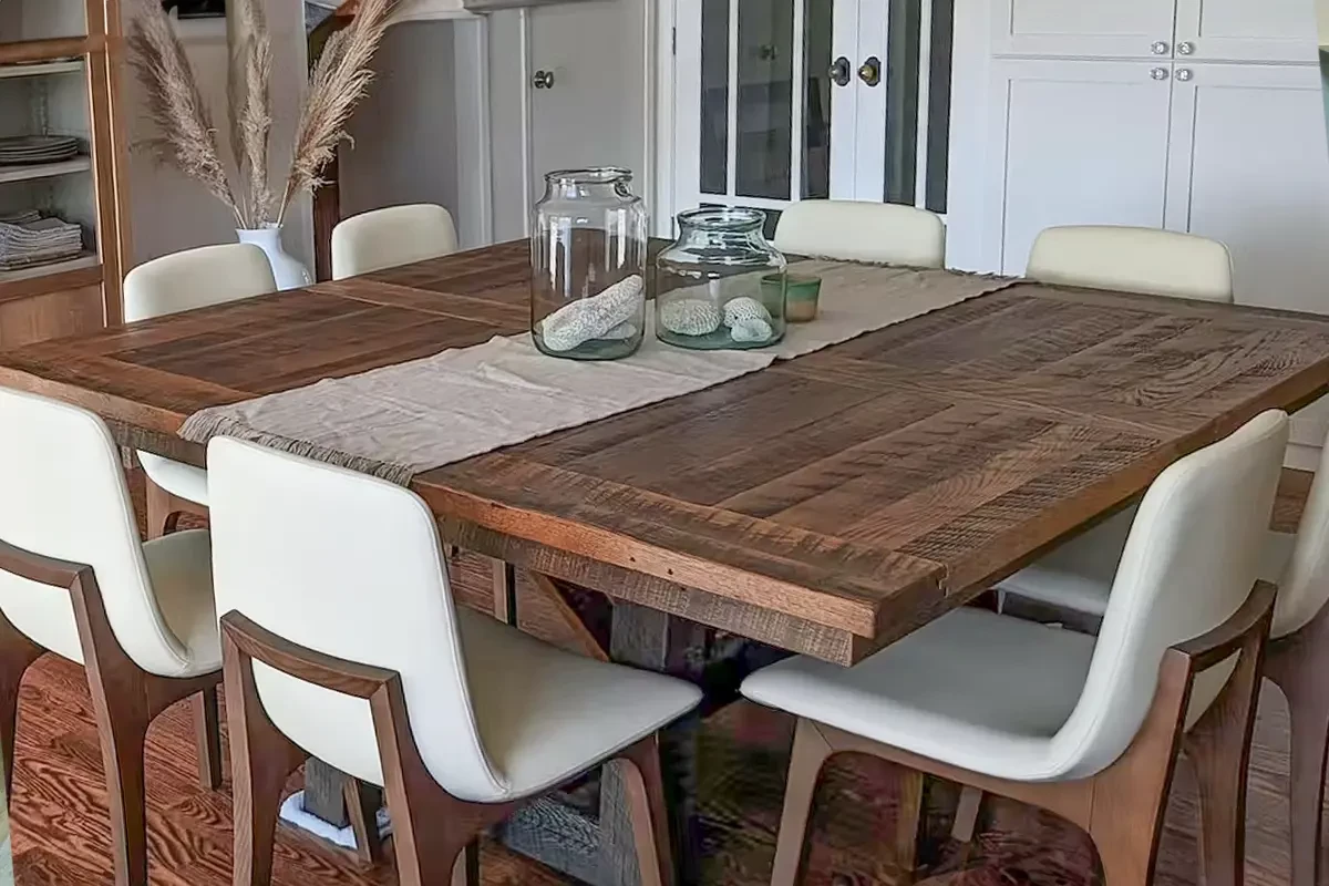 square rustic extendable dining table for 8
