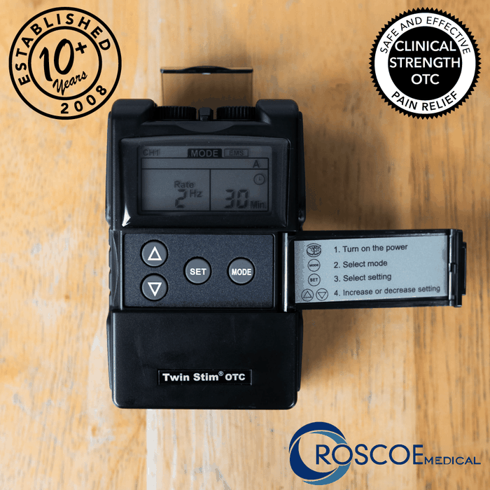 Roscoe Medical TENS Unit and EMS Muscle Stimulator, 2 Channel